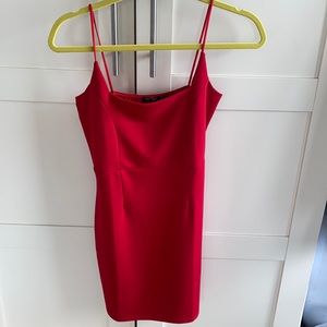 Nasty Gal Red Mini Dress w/ Square Neckline